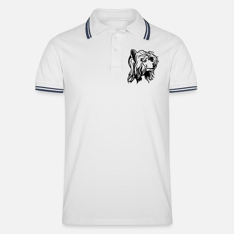 Chinesischer Schopfhund Kopf - Männer Tipped Poloshirt - Weiß/Navy