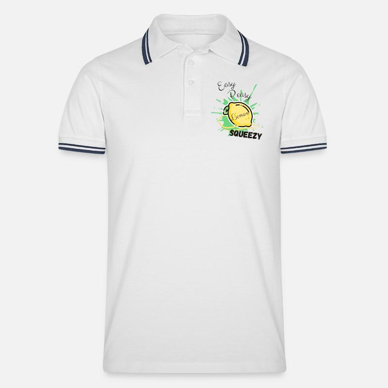 Zitrone Easy Peasy Lemon Squeezy - Männer Tipped Poloshirt - Weiß/Navy