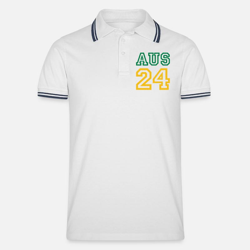 Australia Australien - Männer Tipped Poloshirt - Weiß/Navy
