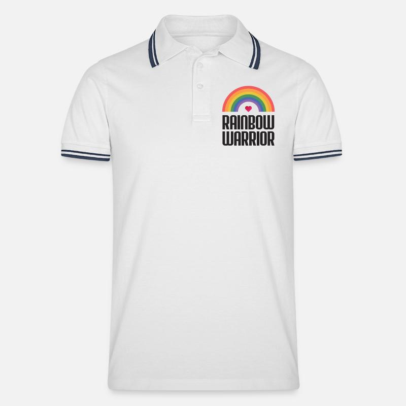 LGBTQ-Pride-Monat - Rainbow Warrior - Männer Tipped Poloshirt - Weiß/Navy