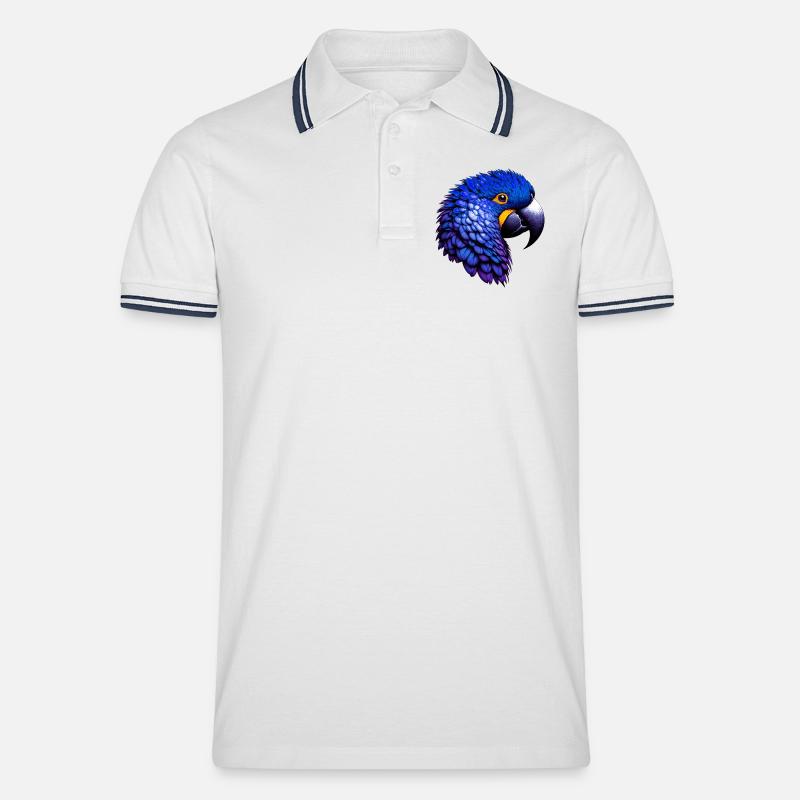 Papagei - Männer Tipped Poloshirt - Weiß/Navy
