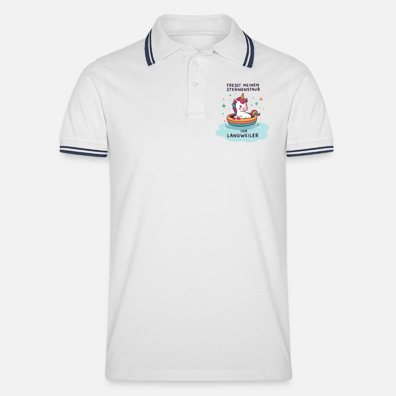 Einhorn Bootsfahrt - Männer Tipped Poloshirt - Weiß/Navy