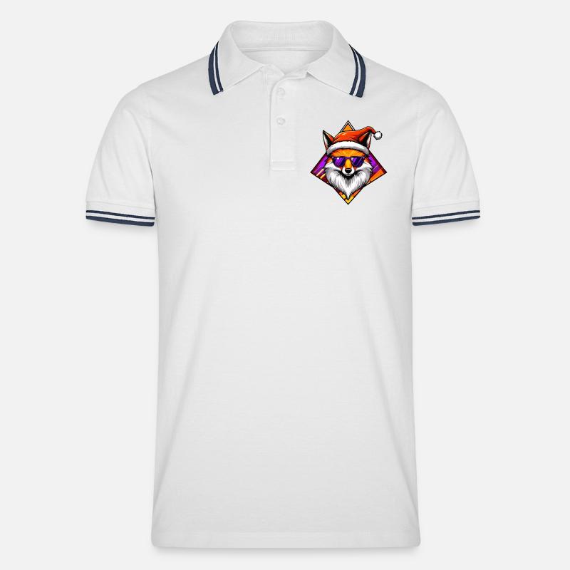 Fuchs Santa Swag - Männer Tipped Poloshirt - Weiß/Navy