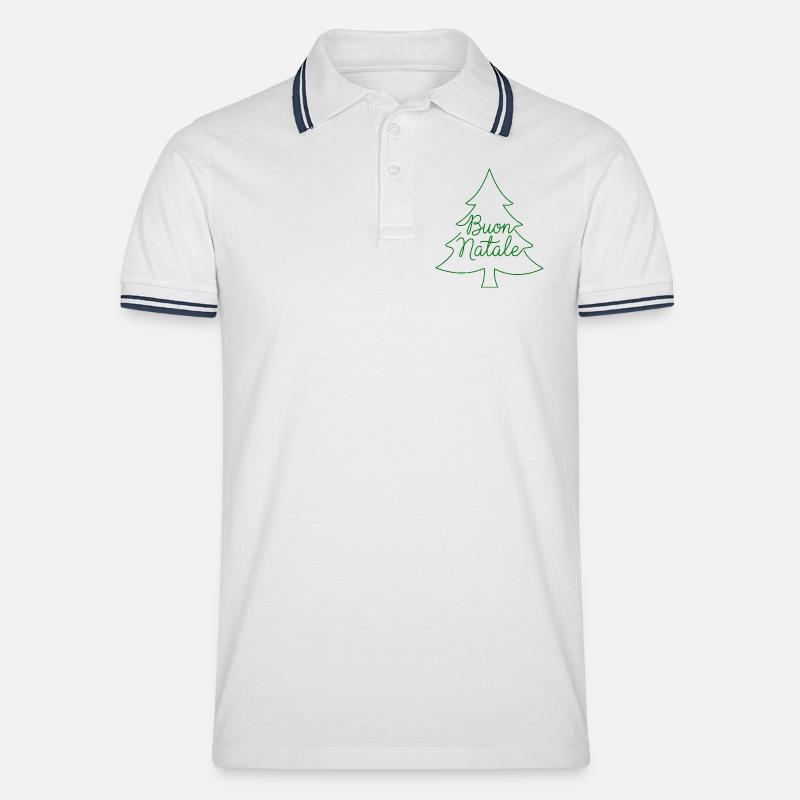 Buon Natale Tannenbaum Weihnachtsdesign - Männer Tipped Poloshirt - Weiß/Navy
