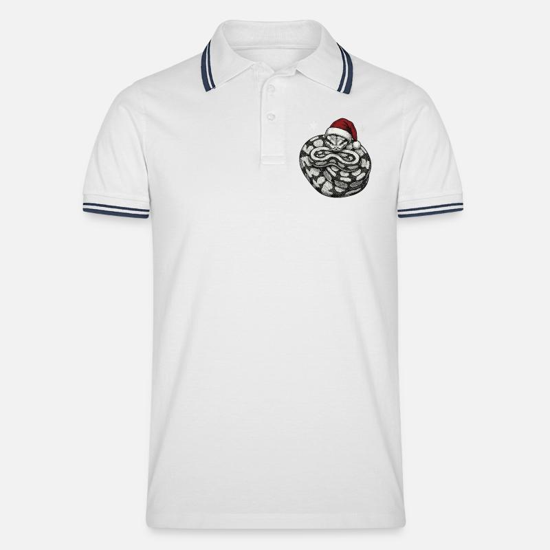 Königspython Weihnachten Ball Python Schlange - Männer Tipped Poloshirt - Weiß/Navy