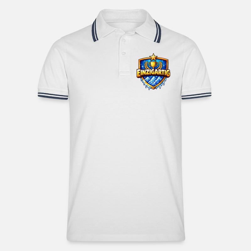 Einzigartig Trophy Wappen - Männer Tipped Poloshirt - Weiß/Navy