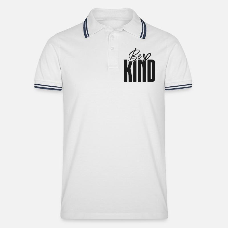 Be Kind Bold Script Overlay - Männer Tipped Poloshirt - Weiß/Navy