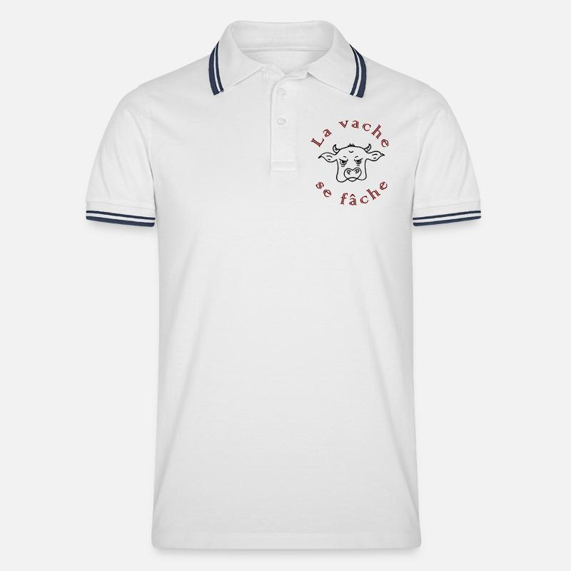 Die Kuh wird wütend schwarz - Männer Tipped Poloshirt - Weiß/Navy