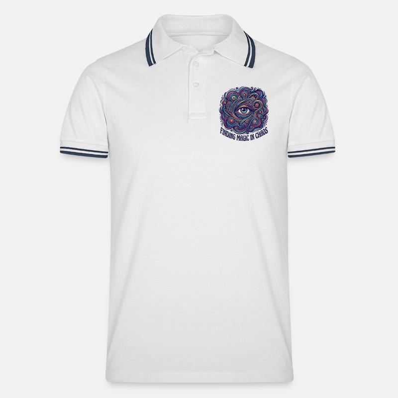 Magic Chaos - Männer Tipped Poloshirt - Weiß/Navy
