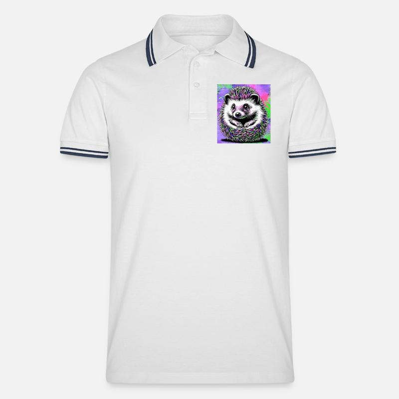 Igel - Männer Tipped Poloshirt - Weiß/Navy
