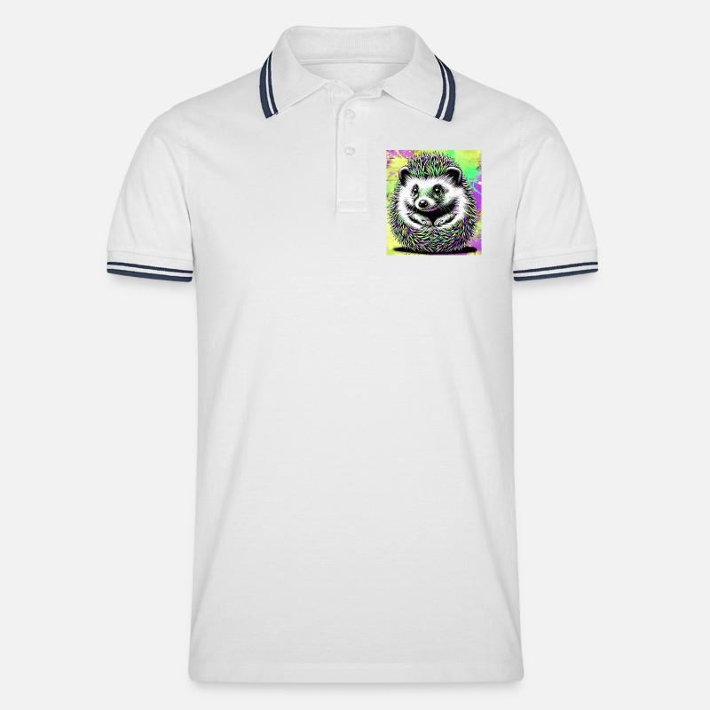 Igel - Männer Tipped Poloshirt - Weiß/Navy