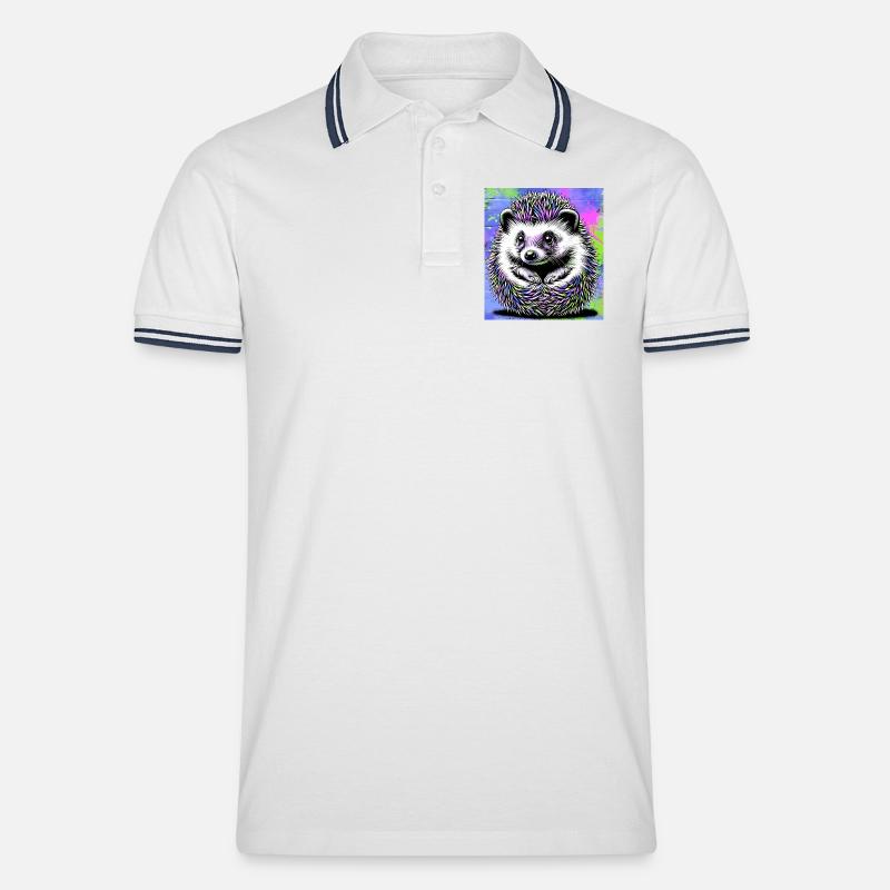 Igel - Männer Tipped Poloshirt - Weiß/Navy