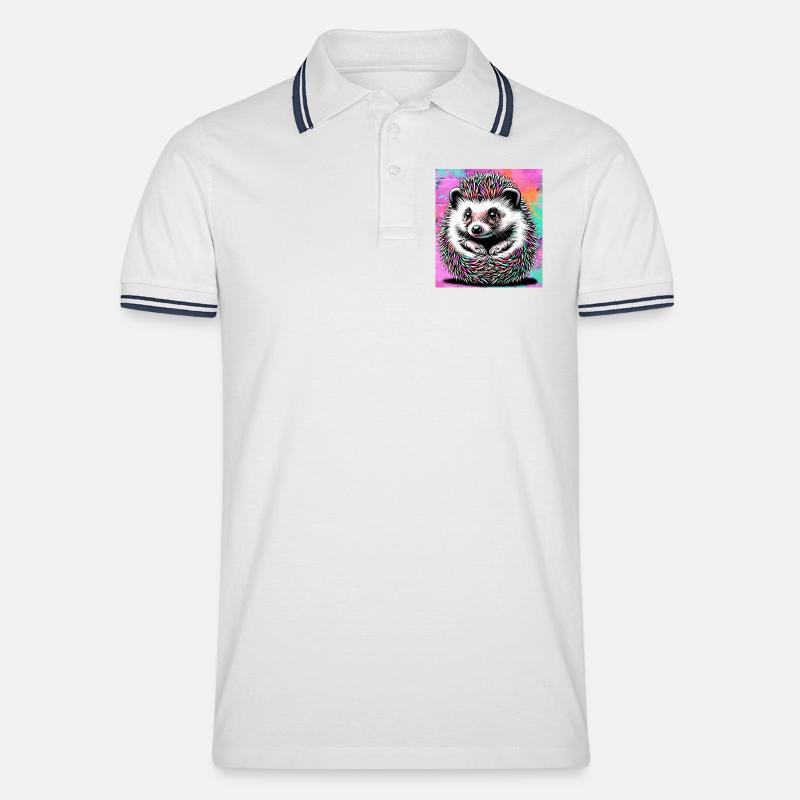 Igel - Männer Tipped Poloshirt - Weiß/Navy