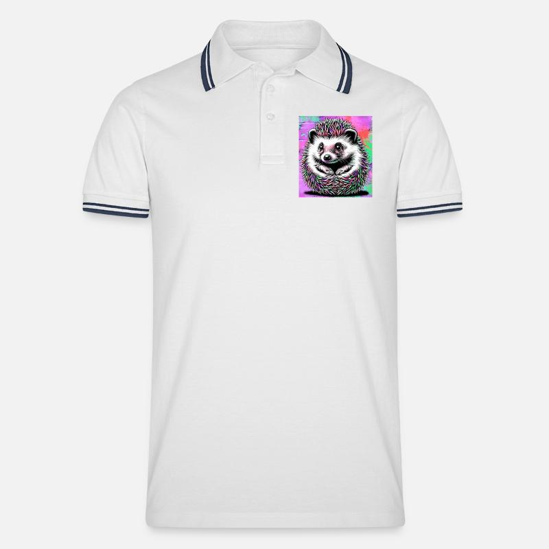 Igel - Männer Tipped Poloshirt - Weiß/Navy