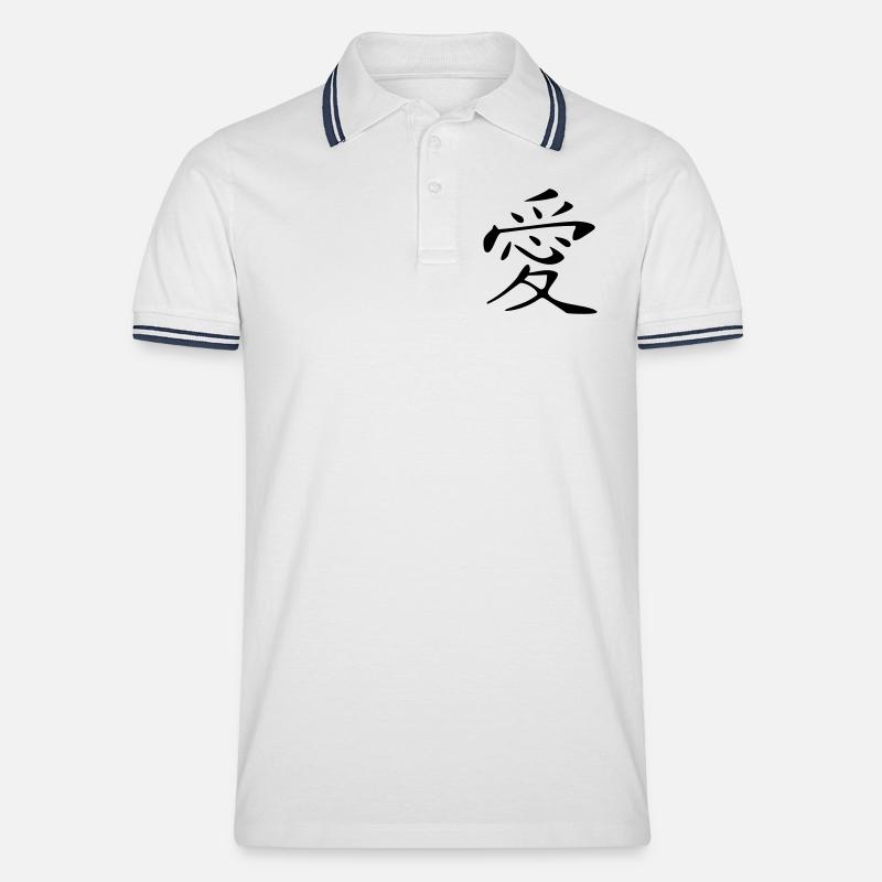 Love Kanji - Men's Tipped Polo Shirt - white/navy
