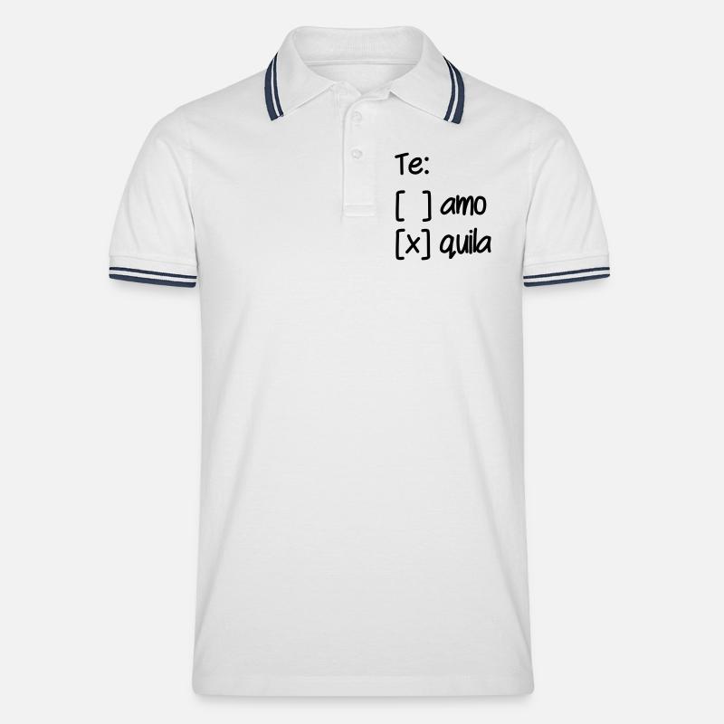 Wahl Te Amo oder Tequila - Männer Tipped Poloshirt - Weiß/Navy