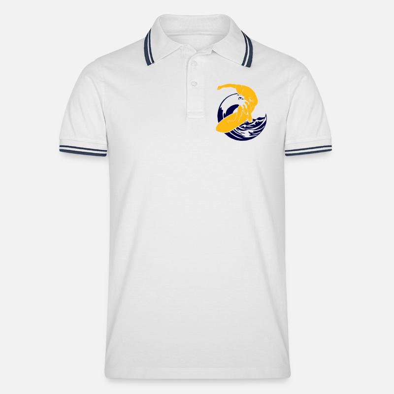 Planche de surf | Surfeur | Surfer - Polo tipped Homme - blanc/marine