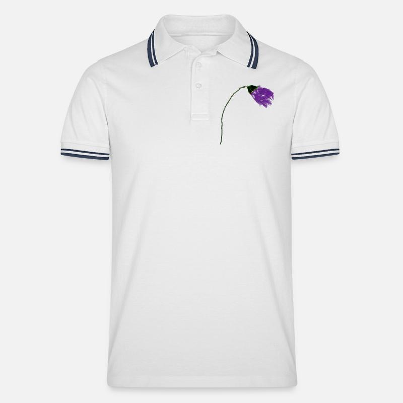 Fleur de violette à surface abstraite - Polo tipped Homme - blanc/marine