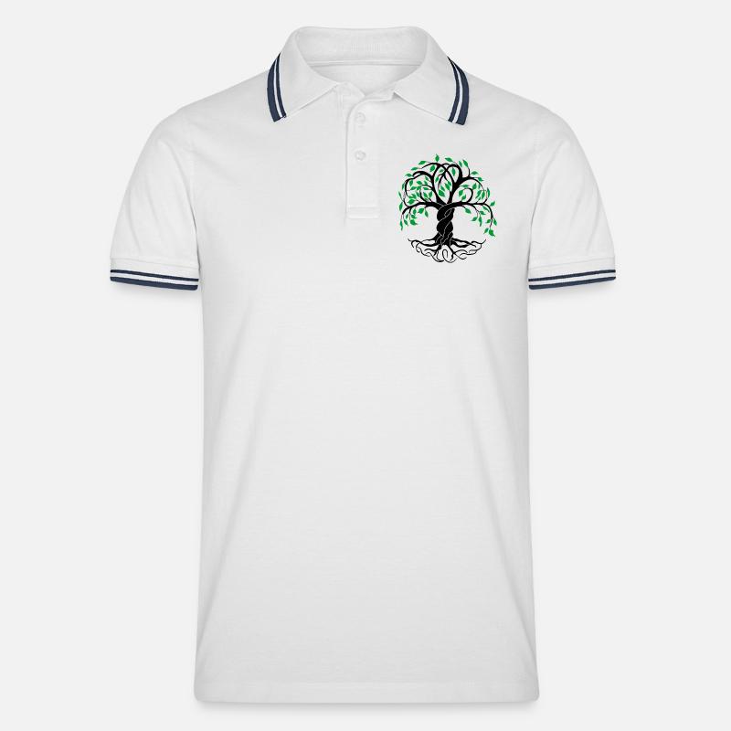 Yggdrasil der Baum des Lebens - Männer Tipped Poloshirt - Weiß/Navy