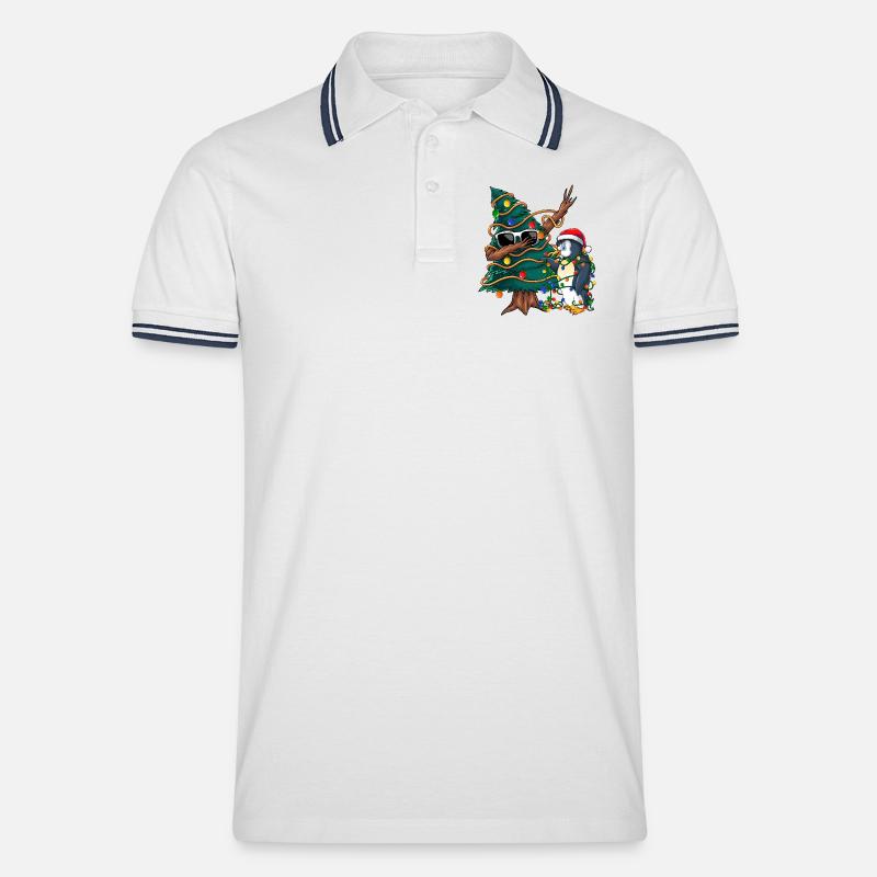Dapping Tannenbaum -Dapping Weihnachtspullover - Männer Tipped Poloshirt - Weiß/Navy
