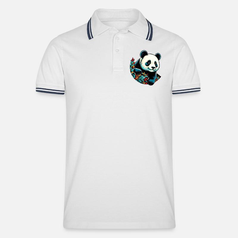 Panda - Men's Tipped Polo Shirt - white/navy