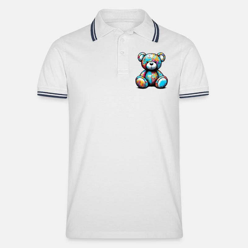 Orso orsacchiotto Teddybär - Männer Tipped Poloshirt - Weiß/Navy