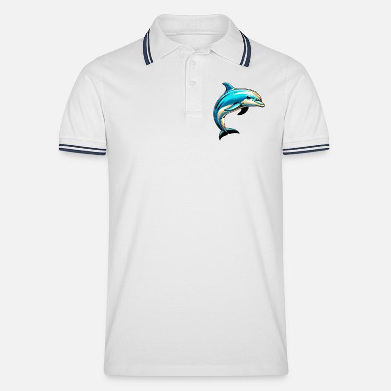 Delfin - Männer Tipped Poloshirt - Weiß/Navy
