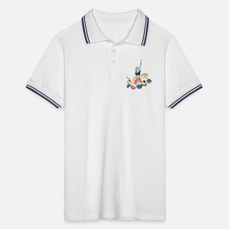 Drummer Kraftpose mit Trommeln Männer Tipped Poloshirt