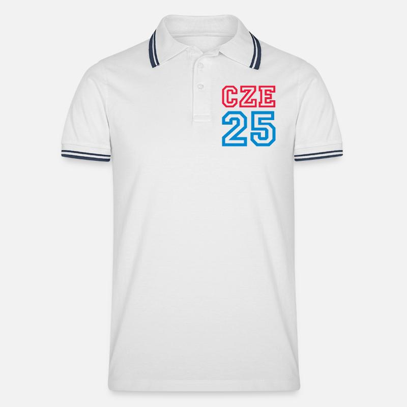 TSCHECHIEN Czech Republic - Männer Tipped Poloshirt - Weiß/Navy