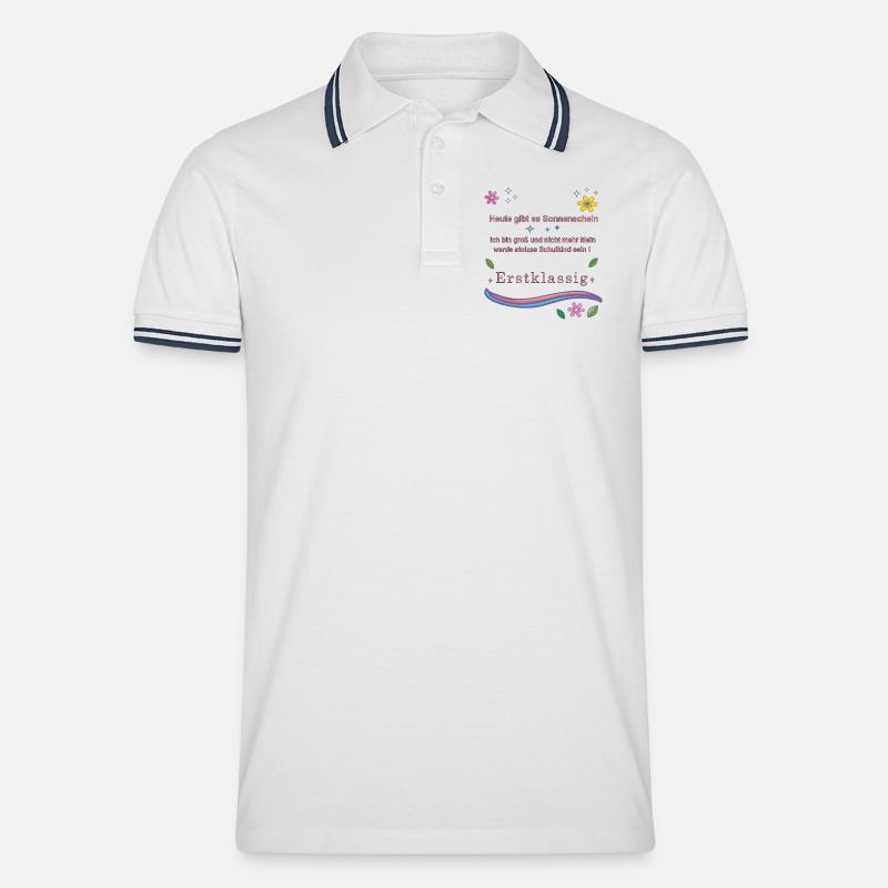 Schulkind Erstklassig - Männer Tipped Poloshirt - Weiß/Navy