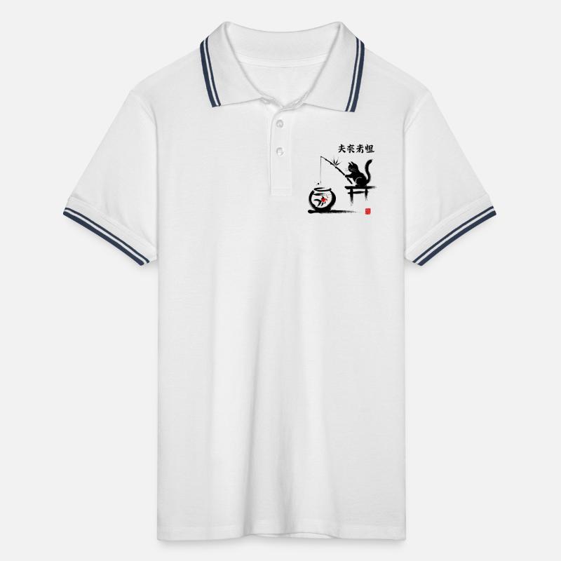 Minimalist Leaf Pattern on Bold Background Men's Tipped Polo Shirt