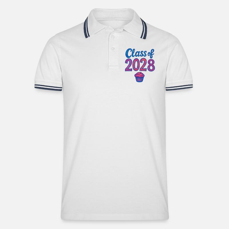 Cupcake-Gradient der Klasse 2028 - Männer Tipped Poloshirt - Weiß/Navy