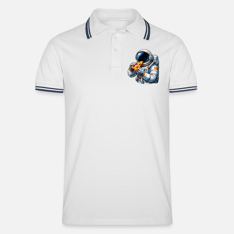 Astronauta che mangia pizza - Polo per uomo - bianco/navy