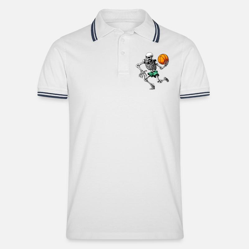 Hooper Skelett - Männer Tipped Poloshirt - Weiß/Navy