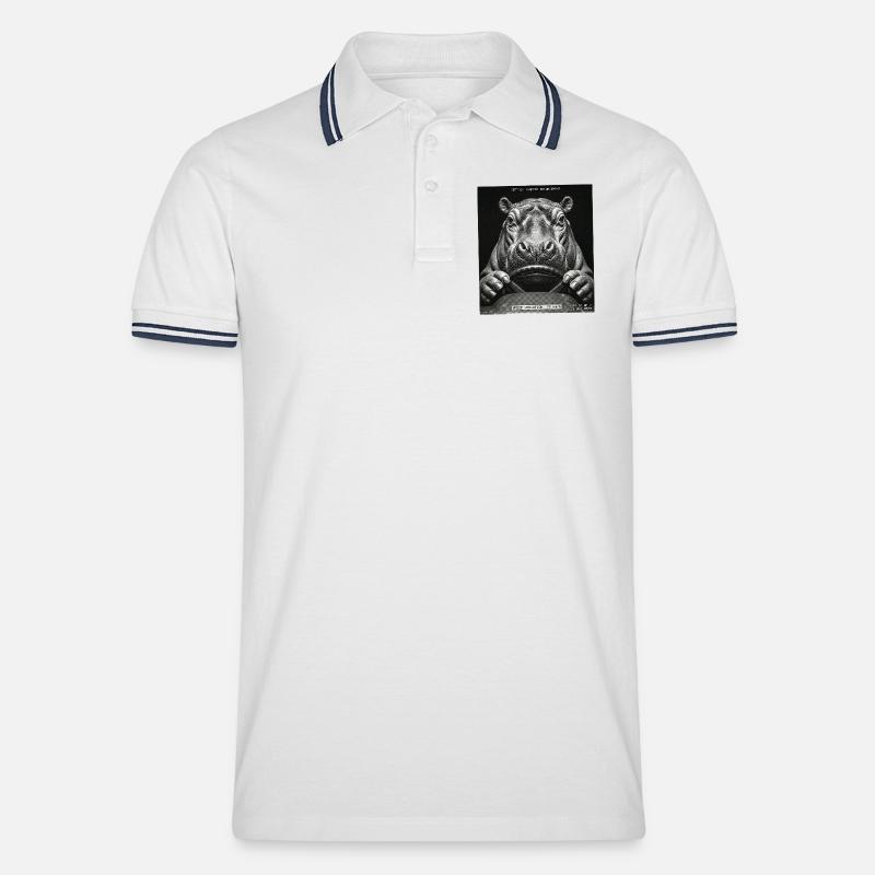 Nilpferd Radar Kontrolle Blitzer - Männer Tipped Poloshirt - Weiß/Navy