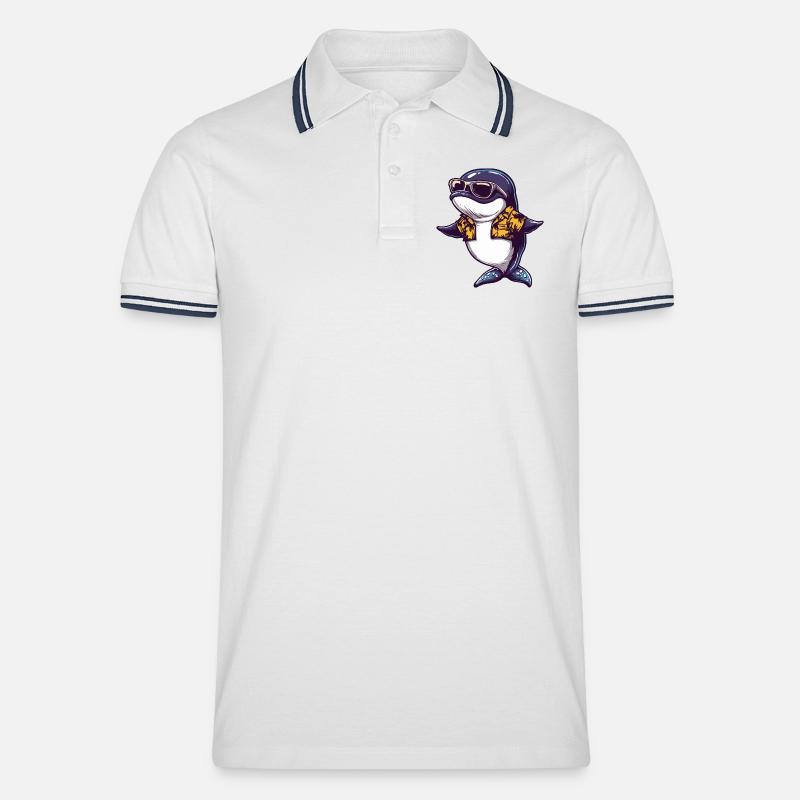 Wal Comic Urlaub - Männer Tipped Poloshirt - Weiß/Navy