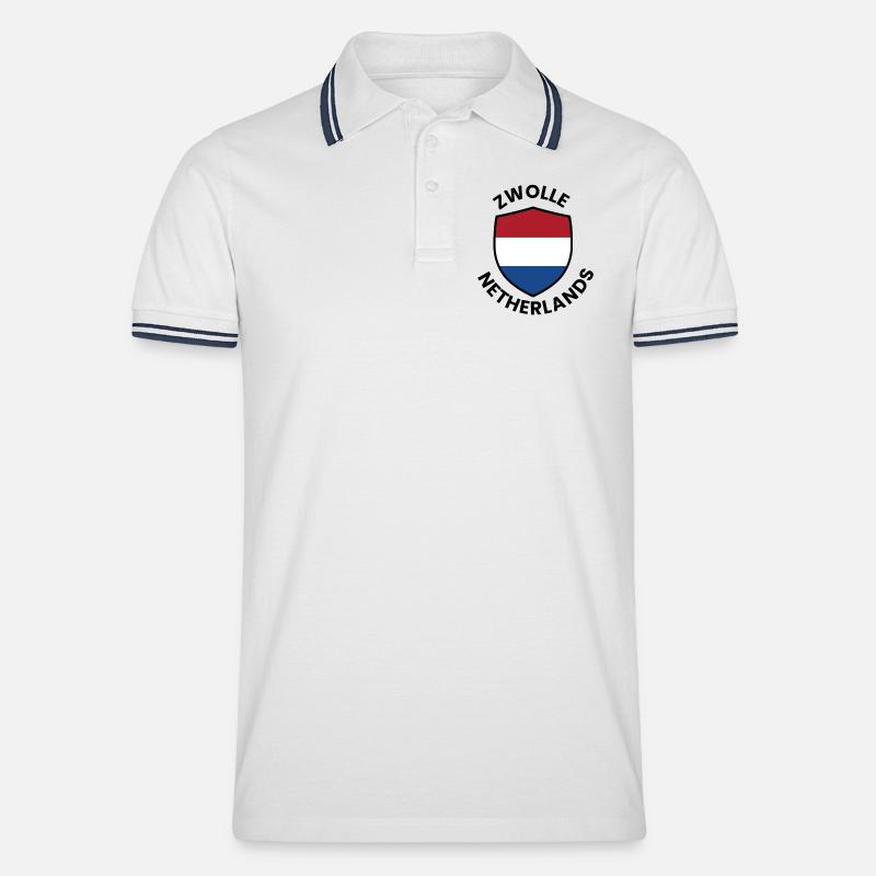 Bouclier du drapeau Zwolle - Polo tipped Homme - blanc/marine