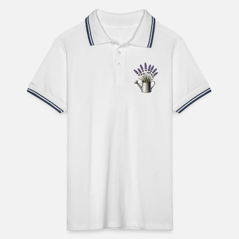 Lavendel in einer Gießkanne Männer Tipped Poloshirt