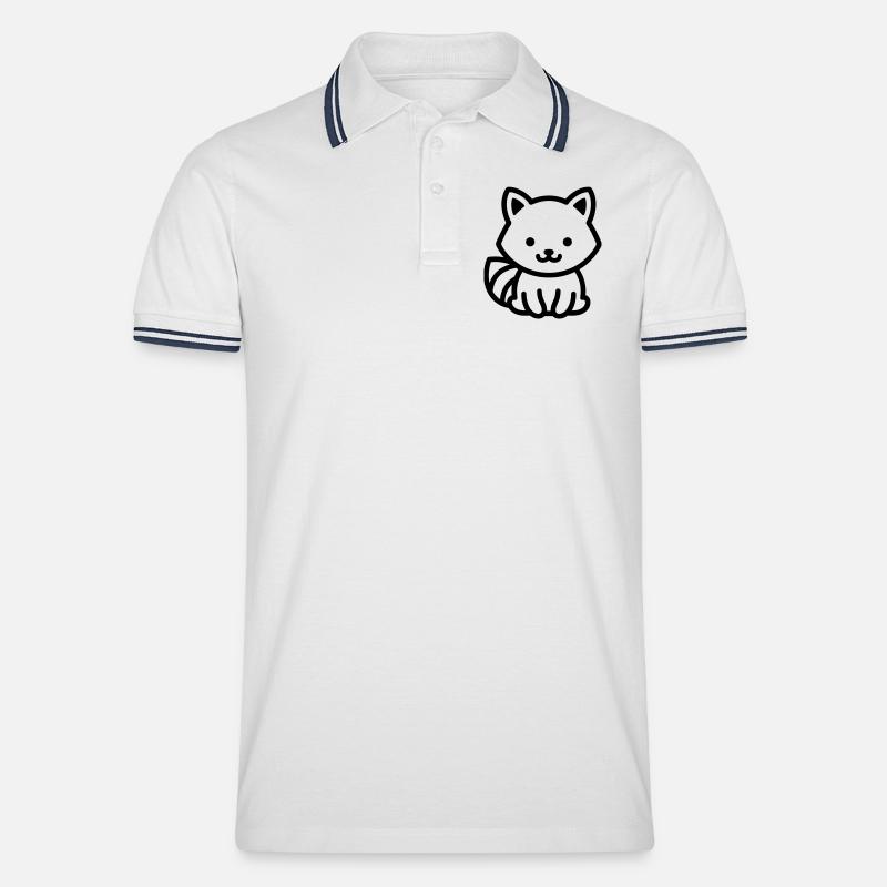 Waschbär - Männer Tipped Poloshirt - Weiß/Navy
