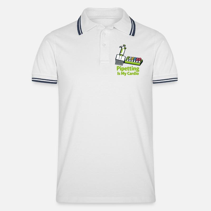 Pipetting Is My Cardio - Männer Tipped Poloshirt - Weiß/Navy