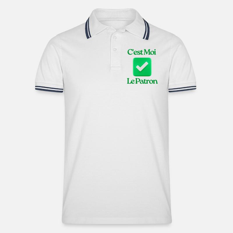 C’est Moi Le Patron - Polo tipped Homme - blanc/marine