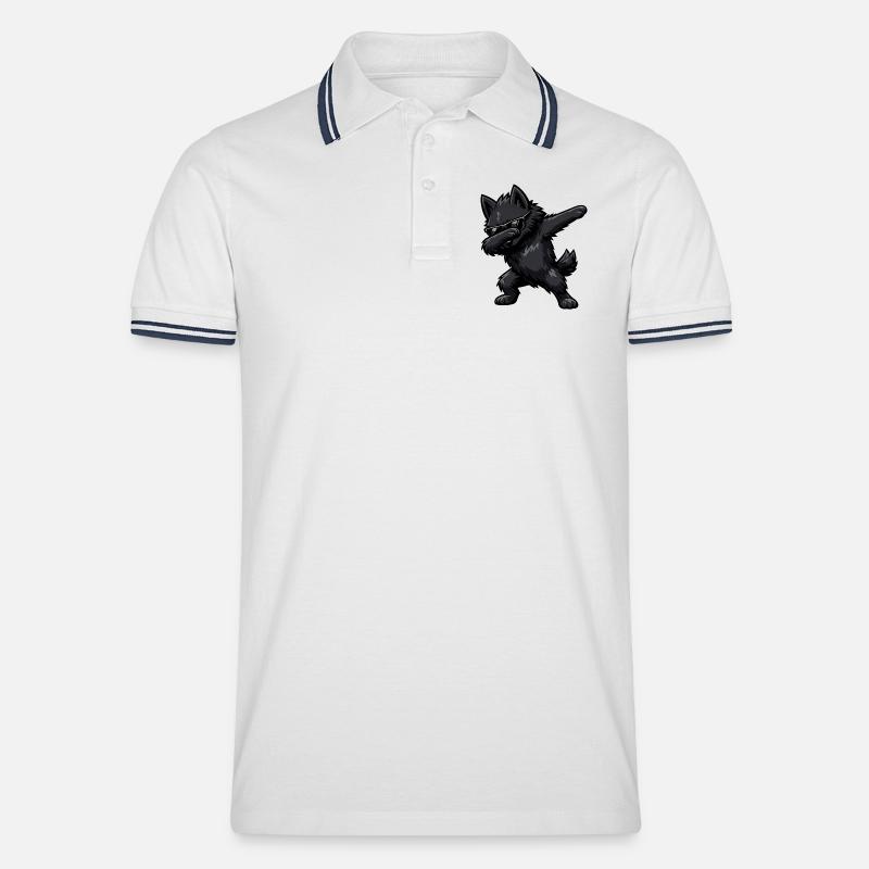 Dabbing Schipperke - Männer Tipped Poloshirt - Weiß/Navy