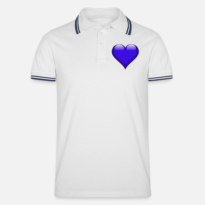 Glänzendes Blauherz - Männer Tipped Poloshirt - Weiß/Navy