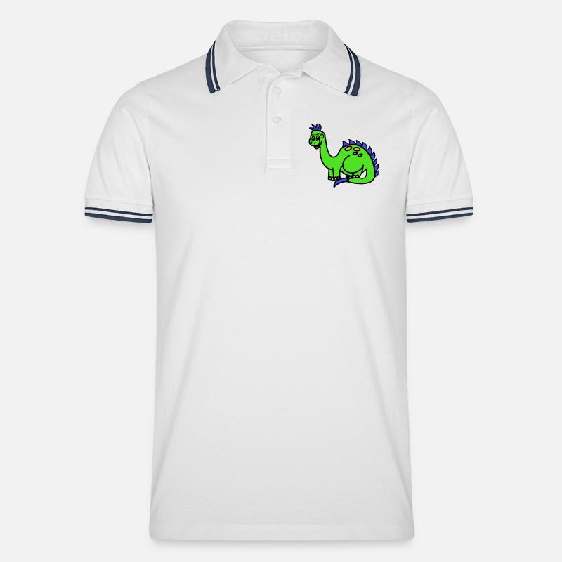 Bruno der Brontosaurier - Männer Tipped Poloshirt - Weiß/Navy