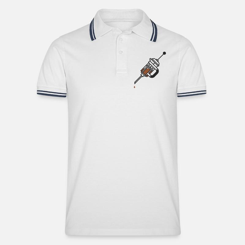 Kaffee Kaffee Kaffee - Männer Tipped Poloshirt - Weiß/Navy