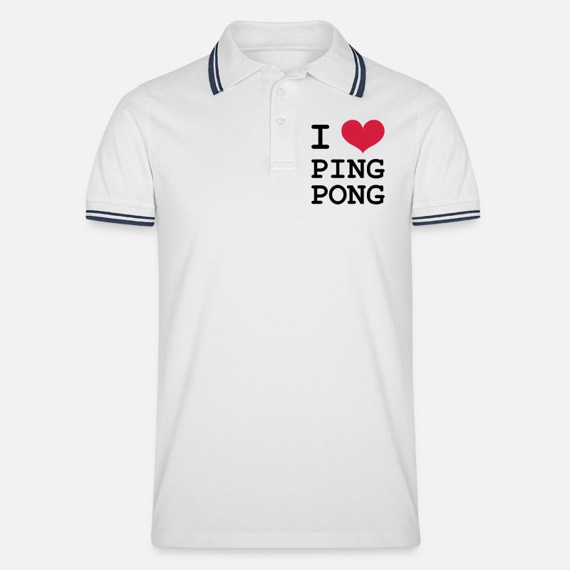 I Love Ping Pong - Männer Tipped Poloshirt - Weiß/Navy