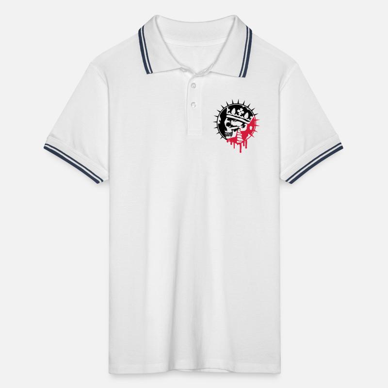 Totenschädel mit Krone Graffiti Patch Männer Tipped Poloshirt