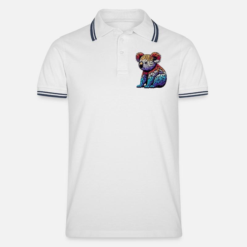 Koala - Männer Tipped Poloshirt - Weiß/Navy