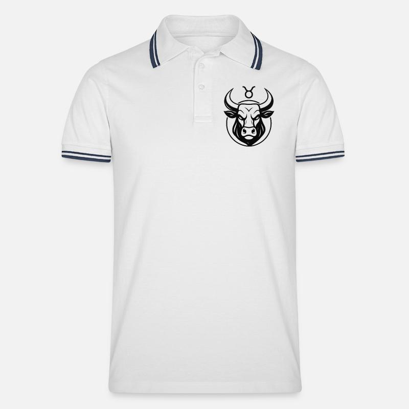 Sternzeichen Stier - Männer Tipped Poloshirt - Weiß/Navy