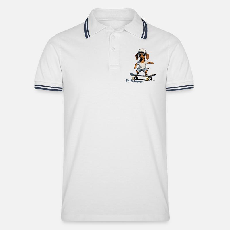 Skateboarden, Skateboarden - Männer Tipped Poloshirt - Weiß/Navy
